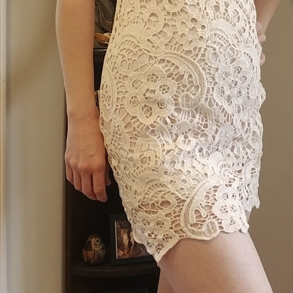 Forever 21 creme crochet mini dress (Size small)